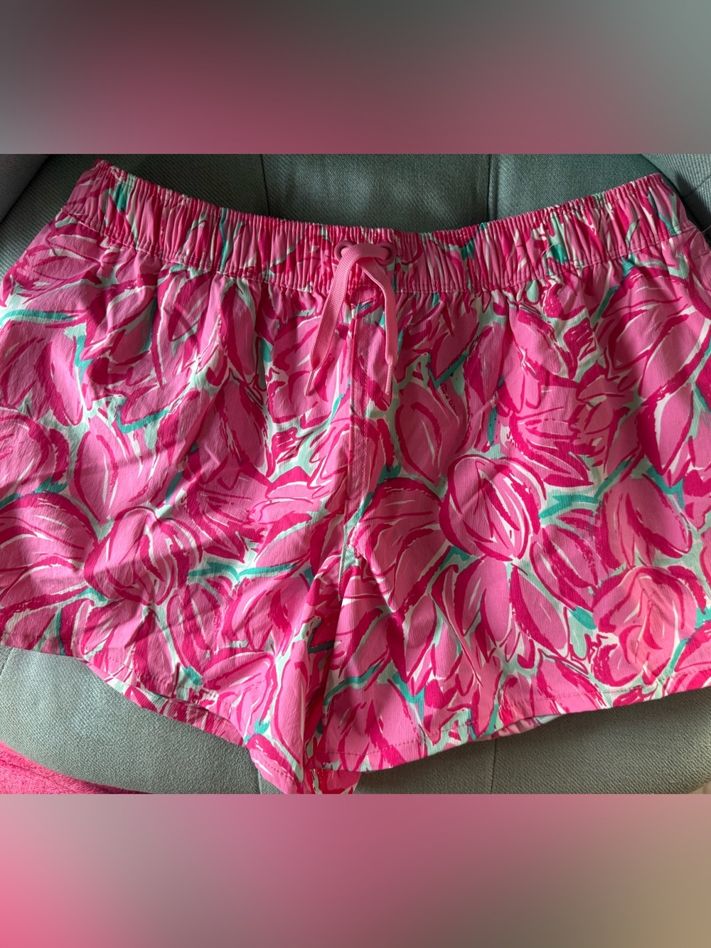 Lauren James Hot Pink Floral Drawstring Athletic Shorts